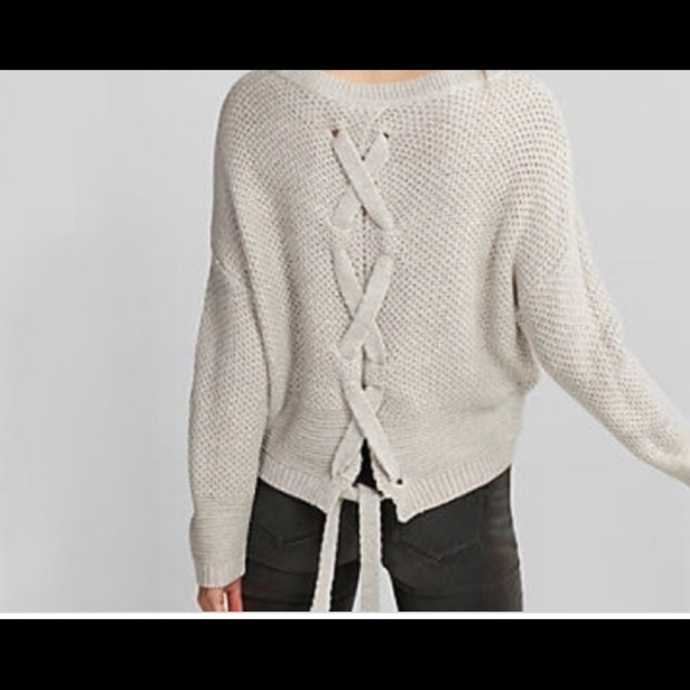 EXPRESS TIE BACK SWEATER IN MUSTARD